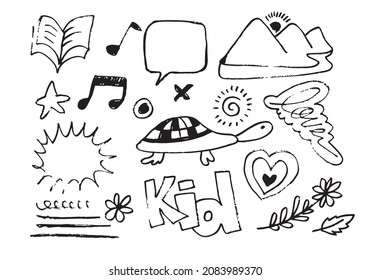 Set of doodle children on white background for concept design.kids doodle.vector illustration.