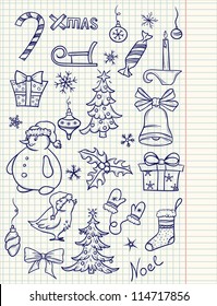 Set of doodle Christmas elements
