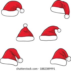 Set doodle Christmas hats for your creativity