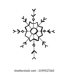 Set de copos de nieve de Navidad de doodle aislado en blanco. Ilustración vectorial.