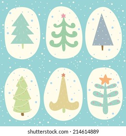 Set of doodle Christmas trees. EPS 10. No transparency. No gradients.