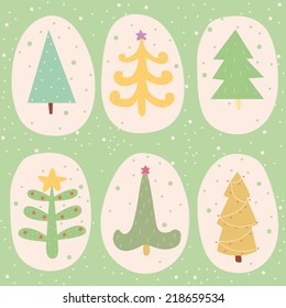 Set of doodle Christmas trees. EPS 10. No transparency. No gradients.