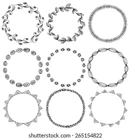 Set of doodle circle frames and Victorian ornaments photo borders in vector