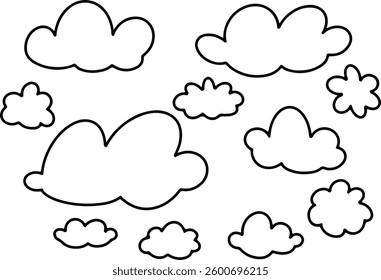 A set of doodle cloud images