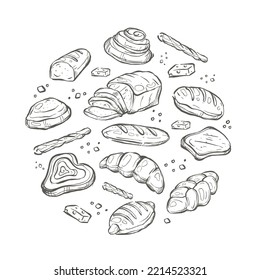 set doodle coffee and pastry icon wint hand draw style