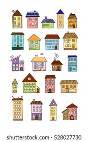 Set of doodle color houses