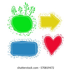 Set of doodle colorful banners. Vector bubble collection.