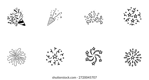 Set of Doodle Confetti line art vector and illustration