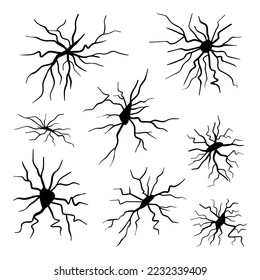conjunto de pared de crack del doodle, ilustración de crack