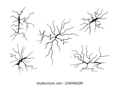set doodle crack wall, crack illustration