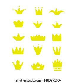 Set doodle crown. Hand drawn design
