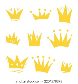 Set of doodle Crown sketch, hand drawn style