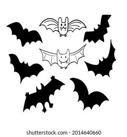 Set Doodle Cute Bat Sticker