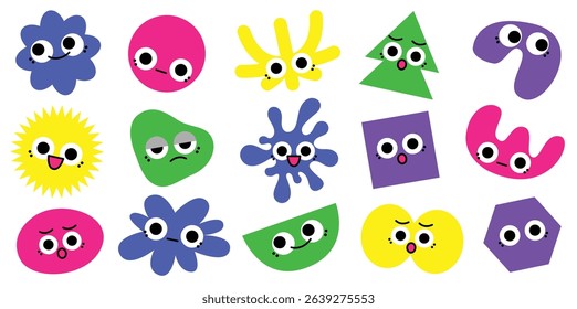 Set of doodle cute cartoon character vector illustration