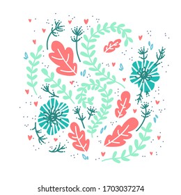 Set of doodle design elements. Scandinavian, nordic pattern. Hand drawn decoration collection. Vector image, clipart, editable details. Boho template.