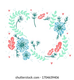 Set of doodle design elements. Scandinavian, nordic pattern. Hand drawn decoration collection. Vector image, clipart, editable details. Boho frame, text template.