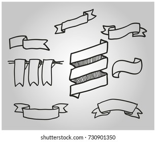 Set of doodle design elements. wreath, elements - stock vector
