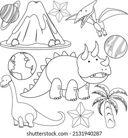 A Set of Doodle dinosaur theme illustration