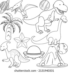 A Set of Doodle dinosaur theme illustration