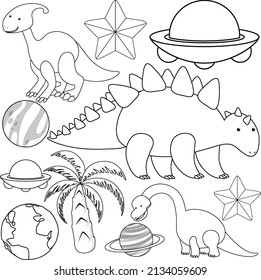 A Set of Doodle dinosaur theme illustration
