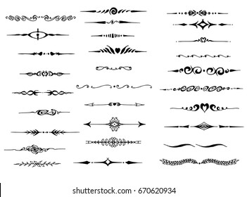 Set of Doodle dividers Hand drawn Sketch line vector illustration