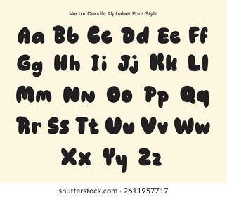 set of doodle drawing alphabet, Bold cute playful rounded font