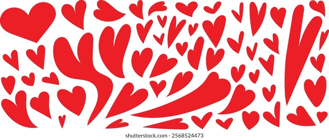 set of doodle drawing hearts in vector isolated