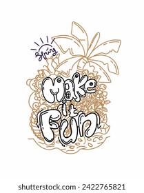 Un conjunto de dibujos de doodle para la primavera. flores, animales, sol