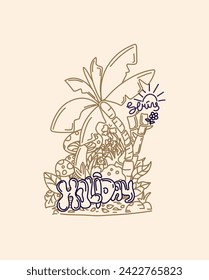 A set of doodle drawings for spring. flowers, animals, sun