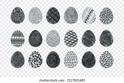 Set of doodle easter eggs. Vector illustration.
