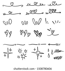 Set of doodle elements collection  handdrawn style vector