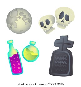 Set of doodle elements for Halloween. Holidays design