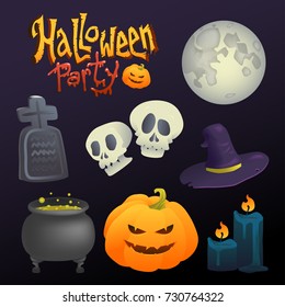 Set of doodle elements for Halloween. Holidays wallpaper