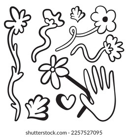 set of doodle elements for valentine's day design.Vector flat illustration. Postcard and poster for valentin