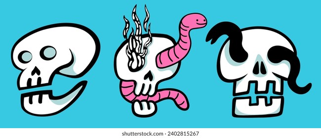 set of doodle elements in vector.halloween objects.image for stickers, print, app, design, web site, label, poster, postcard . Series of teenage icons