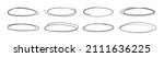 Set of doodle ellipses. Scribble ovals, bubbles to circle and highlight text. Handwriting horizontal ellipses isolated on white background.