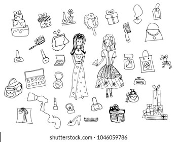 Set doodle fashion vector
