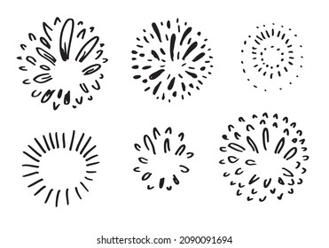set of doodle firework isolated on white background hand drawn from firework.design elements. vector illustration.