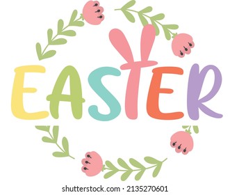 Set of doodle flat clipart easter lettering. Easy to change color.