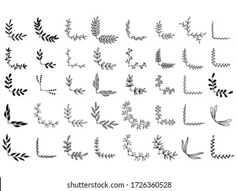 Set of doodle floral corners