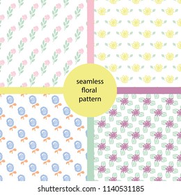 Set of doodle floral pattern