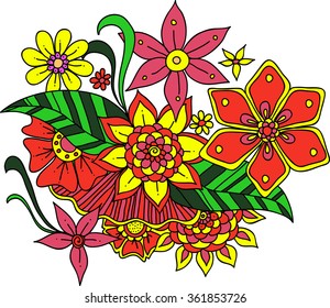 Set of doodle flowers