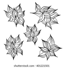 Set of doodle flowers. Vector design element EPS10