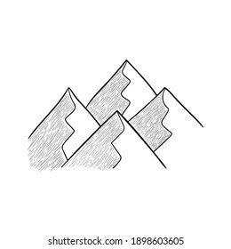 Set of doodle forest camping design elements. Hand drawn vector illustration, isolated on white background. Set of tourism equipment, engraved  in sketch.