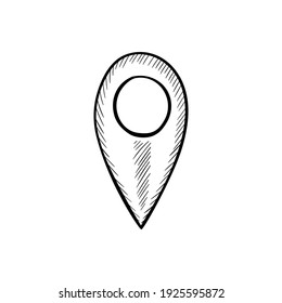 Set of doodle forest camping design elements. Hand drawn vector illustration, isolated on white background. Set of tourism equipment, engraved  in sketch.