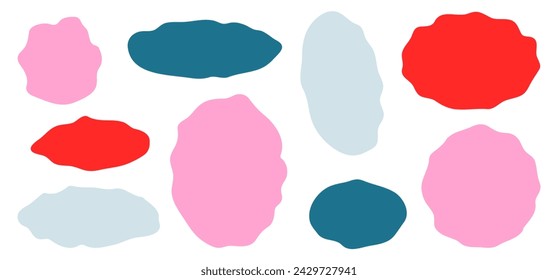 Set of doodle frame textbox and background in hand drawn style. Wave scalloped edge frame. Cute curved frame box. Flat vector illustration on isolated backdrop.