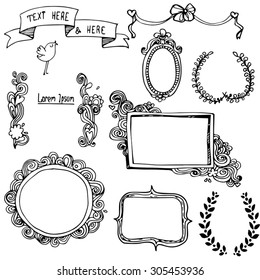 set with doodle frames