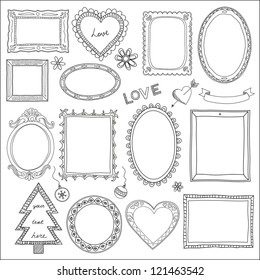 Set of doodle frames and different elements