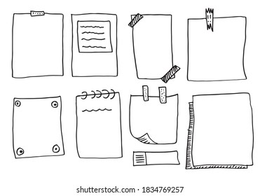 Set of doodle frames and different elements for concept design.