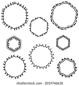 set of doodle frames hand drawn vector on white background